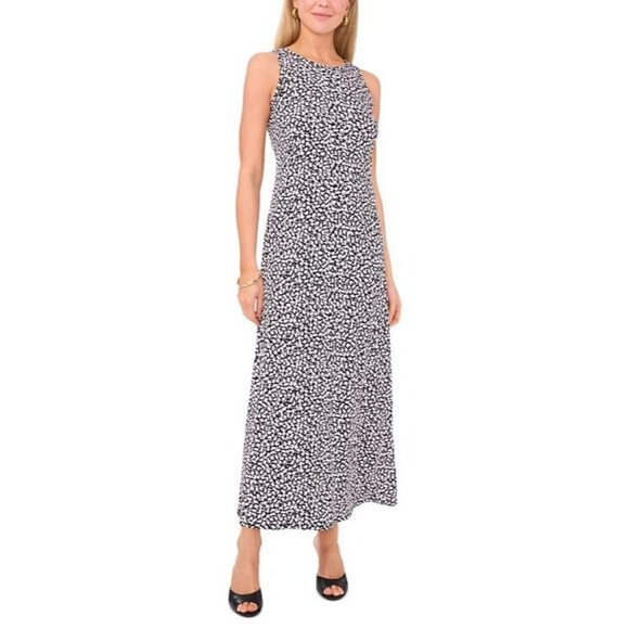 Vince Camuto Women's Floral Crewneck Back Keyhole Sleeveless Dress Black Size XL - Picture 1 of 3